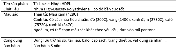 Thong so tu nhua locker 5 ngan