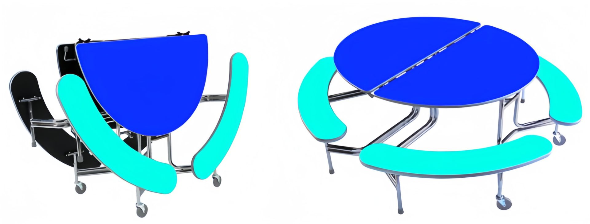 Bàn Canteen Gấp Di Động Hình Oval Kèm Ghế Ngồi