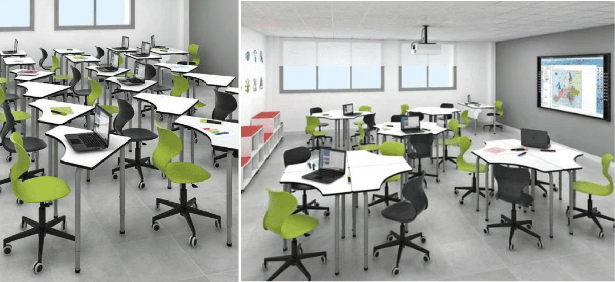 bàn học arrow linh hoạt trong việc sắp xếp