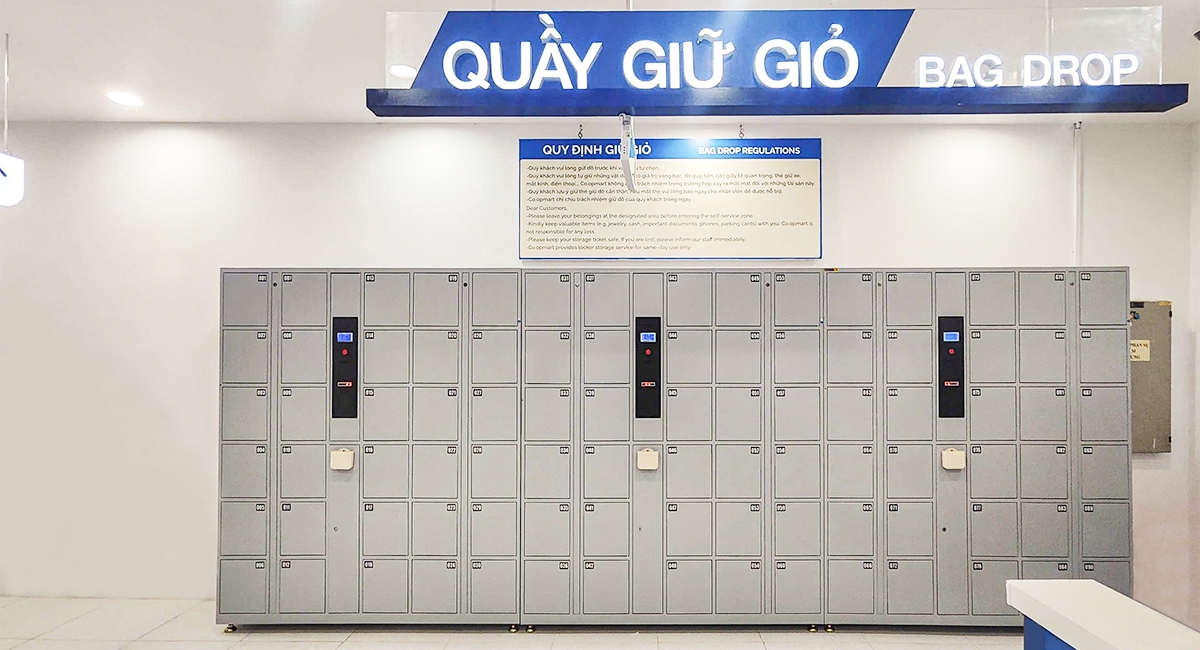 Hệ thống tủ eLocker phục vụ nhu cầu gửi đồ của khách hàng tại siêu thị