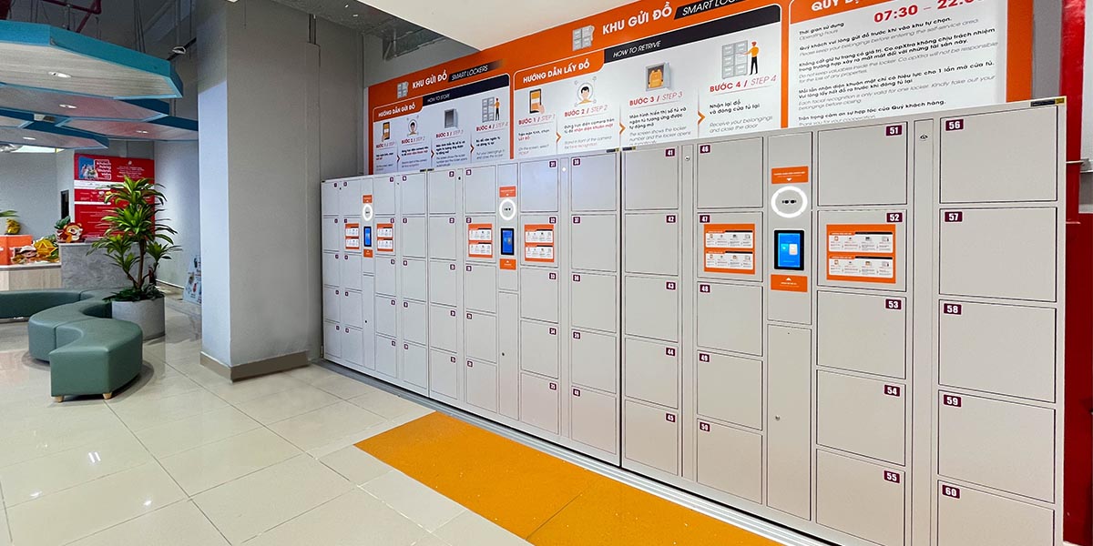 Tủ eLocker face ID tịa tầng 2 của Co.OpXtra Tân Phong 