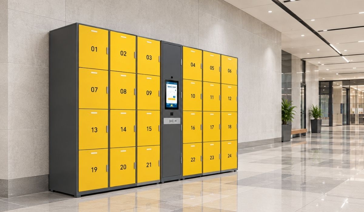 Tủ locker được bố trí phù hợp với không gian sử dụng
